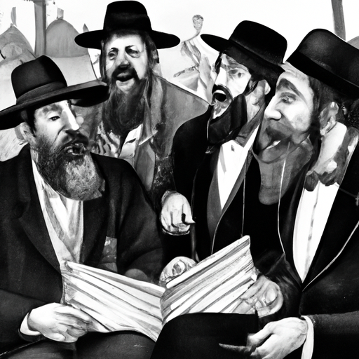 A vintage black and white image of a group of Sephardic Jews singing traditional songs.